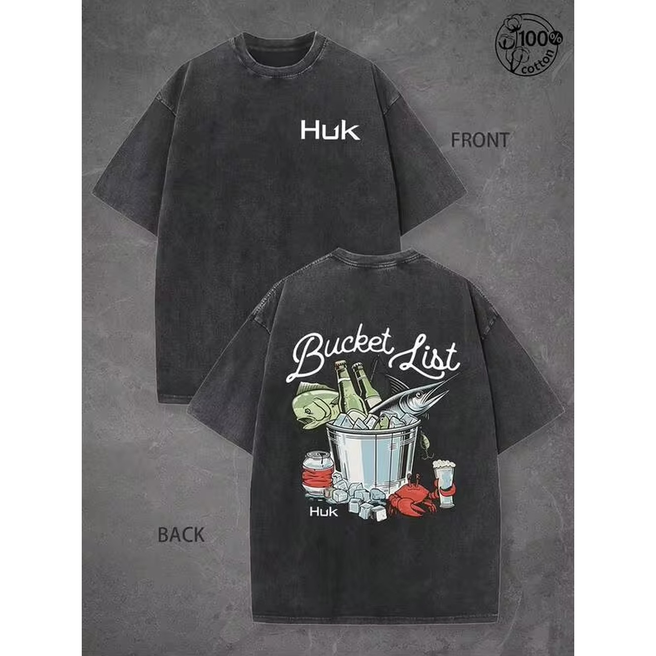 Outdoor Sports List - Koszulka Huk Bucket List Fishing Crab
